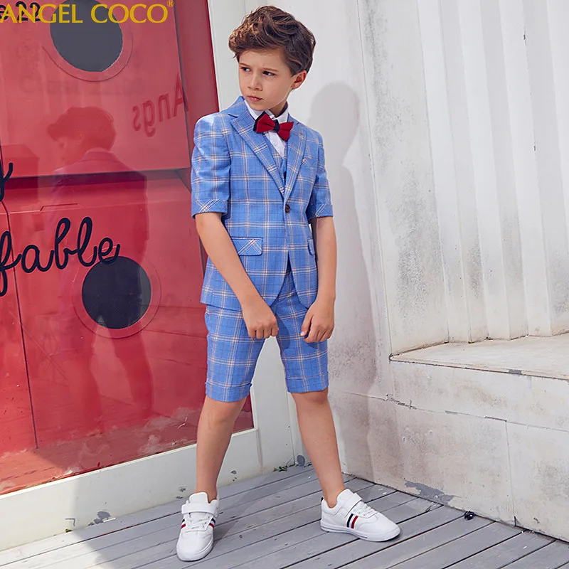 

Short Sleeve Children'S Suit Boys Suit Jackets Kids Suits Wedding Party Blazers For Boy Infantil Summer Shorts Chlidren Clothing