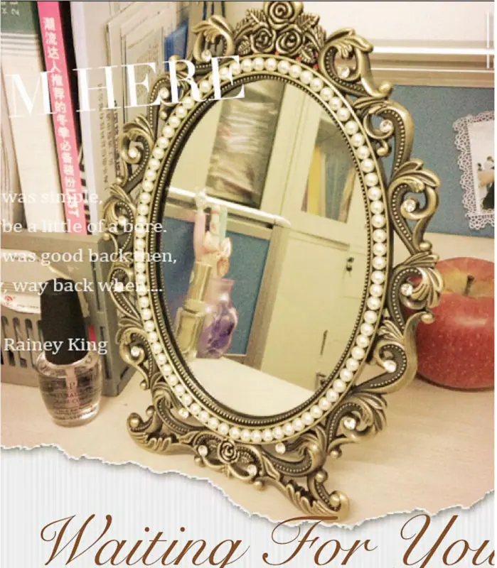 Небольшое зеркальце для макияжа, стоящее зеркало, Дамский столик, комод, зеркало в винтажном стиле espelho maquiagem espejos specchio miroir J014