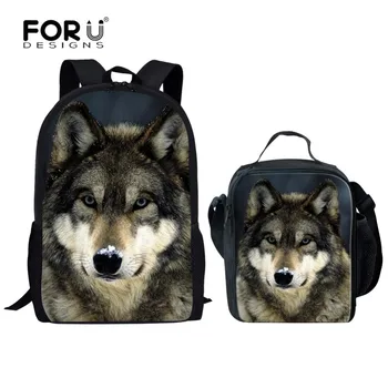 

FORUDESIGNS Satchel Schoolbag Set Teen Wolf Printing School Bags for Teenage Boys Preschool Backpack Book Bag Rucksack 2018 New