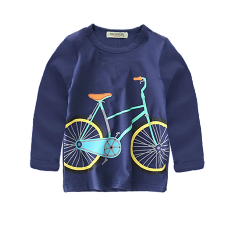 V-TREE рубашки для мальчиков, весенне-осенняя футболка для девочек, топы для девочек с героями мультфильмов, хлопковая детская футболка, одежда для малышей - Цвет: long bike
