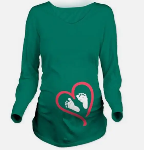 Милые футболки для беременных, хлопковые топы, повседневная одежда для беременных, футболки для беременных, Забавные футболки для беременных - Цвет: Green