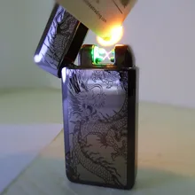 2017 nouveau double arc auto charge vert Infrarouge de détection sans flamme métal cigarette rechargeable briquet