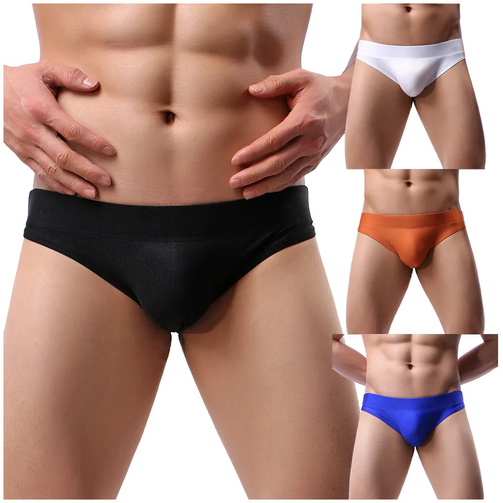 

Men Underpants Low-Waisted Pure Color Swimming Briefs Men Underwear Sexy Knickers Gay Underwear Solid Seamless ropa interior hom