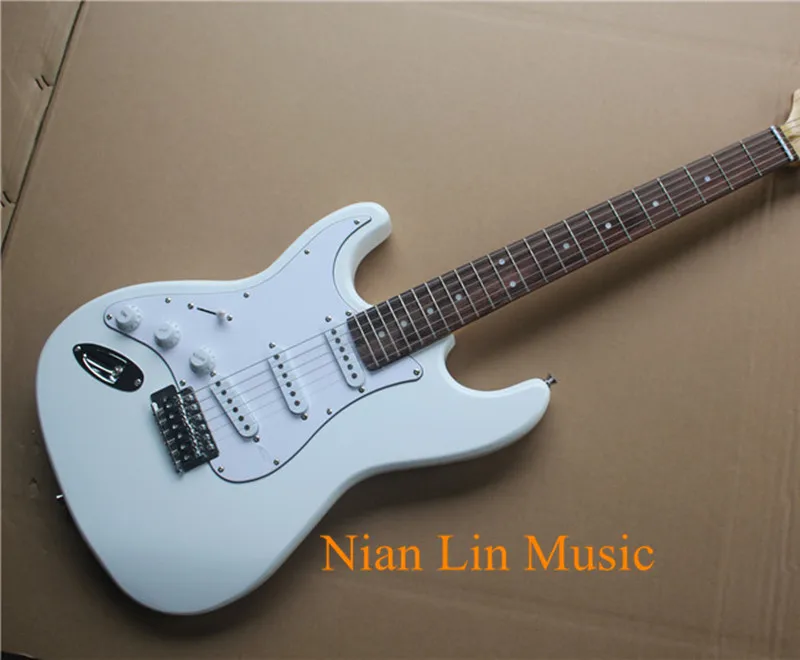 

6-String Electric Guitar,Left-hand Version,White Color Body and Pickguard,Rosewood Fingerboard and can be Customized