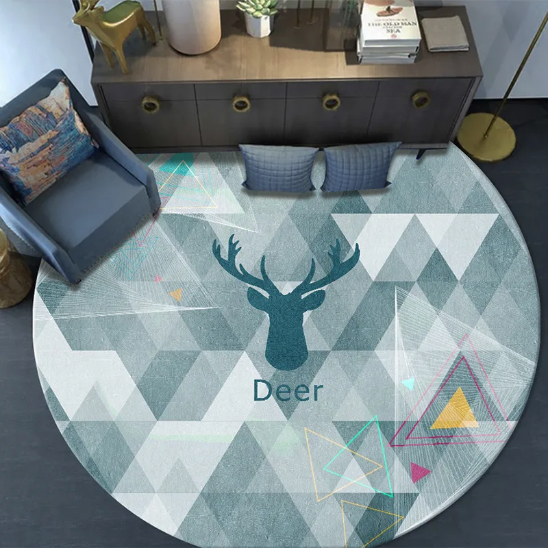 

Modern Deer Head Art Oil Painting Mat Rugs And Child Carpet Yoga Mat Bedroom Living Room Computer Round Carpet Home Decor