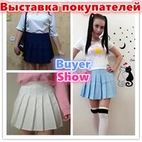 2018 New Spring high waist ball pleated skirts Harajuku Denim Skirts solid a-line sailor skirt Plus Size Japanese school uniform