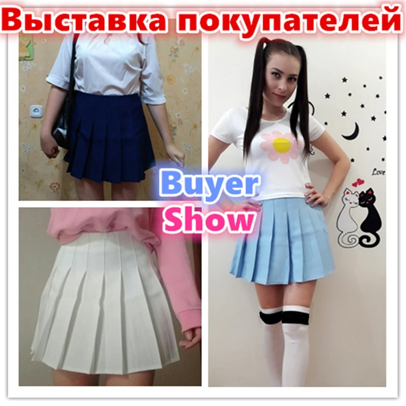 Новые весенние плиссированные юбки с высокой талией Harajuku джинсовые однотонная