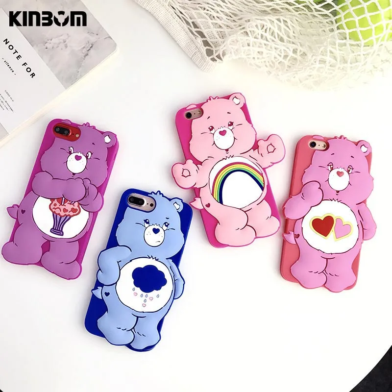 KINBOM Cartoon Lovely 3D Bear Phone Case For Iphone X 7 8plus Soft Silicone Anti-Knock Mobile Housing 6 6splus | Мобильные телефоны