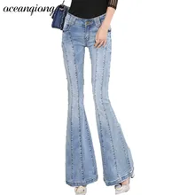 Для женщин Джинсы для женщин Брюки середины талии зима-осень Синий эластичные узкие тонкие длинные Мотобрюки Джинсы для женщин для Для женщин однотонные синие джинсы