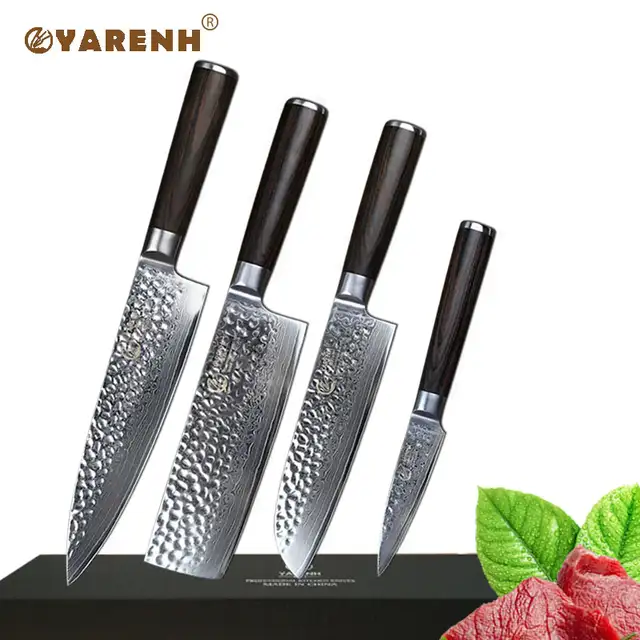Yarenh 5 Pcs Kitchen Knife Set Damascus Steel Knives Professional