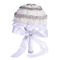 Свадебный букет невесты белые розы Свадебные цветы Свадебные букеты блестящие роскошные бриллианты для невесты