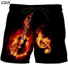 CJLM человек мода большой размеры шорты для женщин 3D Красный Досуг полный печатных пламя Виолончель музыкальная нота