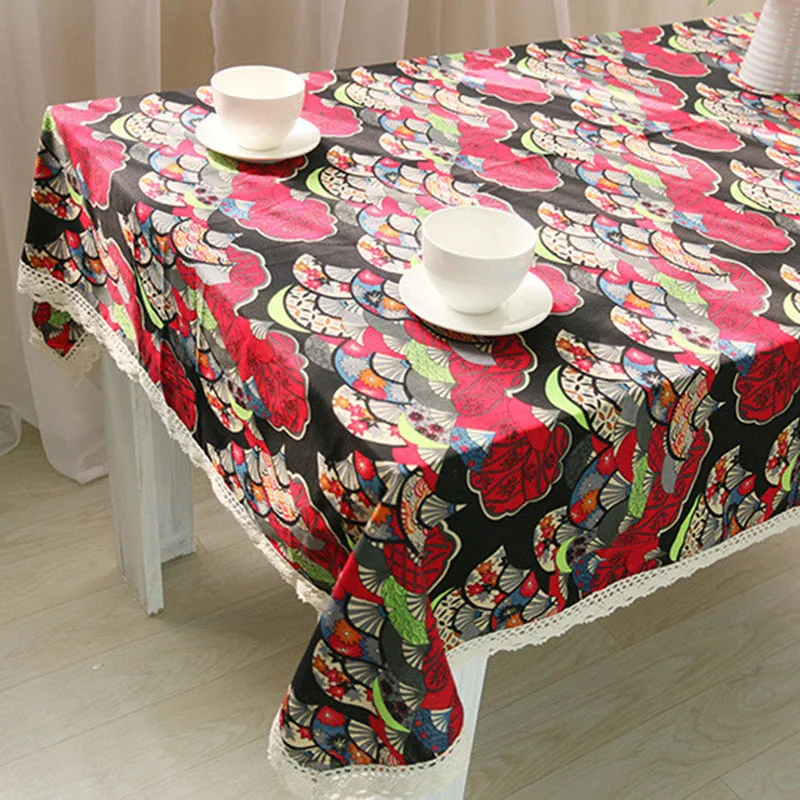 Wholesale Textile Vintage Linen Tablecloths Retro Printing Table Cloth