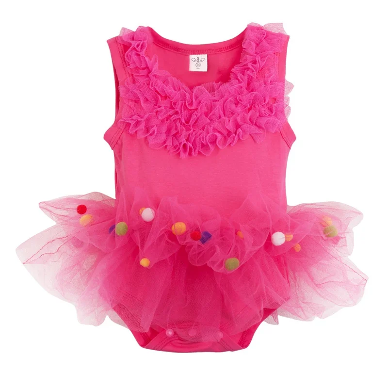 Hot Pink Baby Girl Summer Clothes One Piece Toddler Jumpsuit Lace Petti