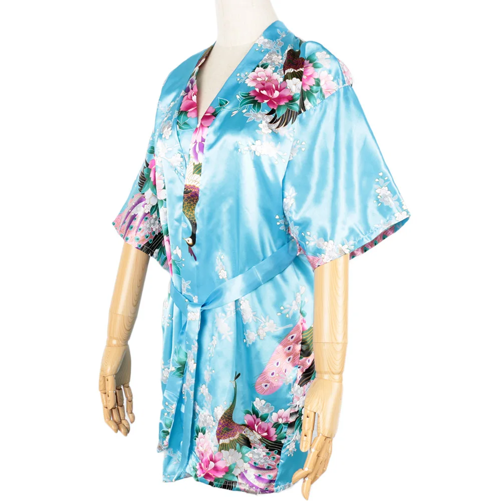 Халат для спальни для девочек, сатиновое детское летнее кимоно, банные халаты, платье с цветочным рисунком для девочек, халат, платье для сна