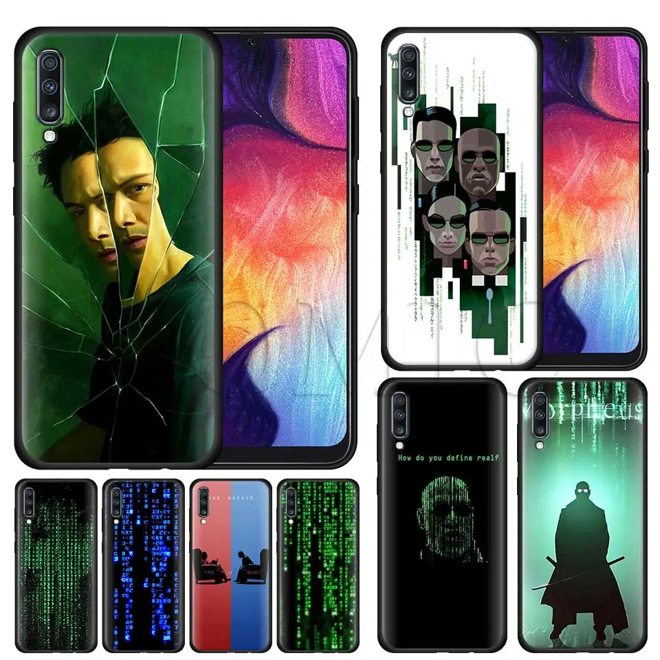 

The Matrix Silicone Soft Case for Samsung Galaxy A50 A40 A70 A30 A20 A80 A6 A7 A8 Plus A9 2018 Black Case Coque