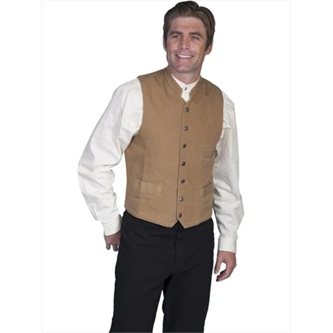 Scully RW149-BRN-M Rangewear 100 Percent Cotton Mens Outrider Vest - Brown Medium