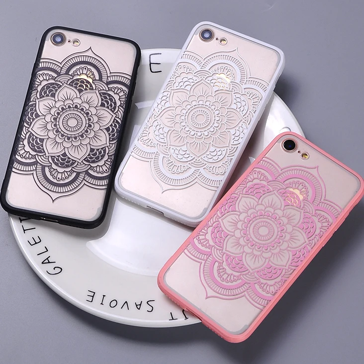 

Fundas For iPhone 7 7Plus 6 6S 5 5S 8 8Plus X XS Max Sexy Fashion Lace Indian Floral Henna Mandala Tribal Soft Clear Phone Case