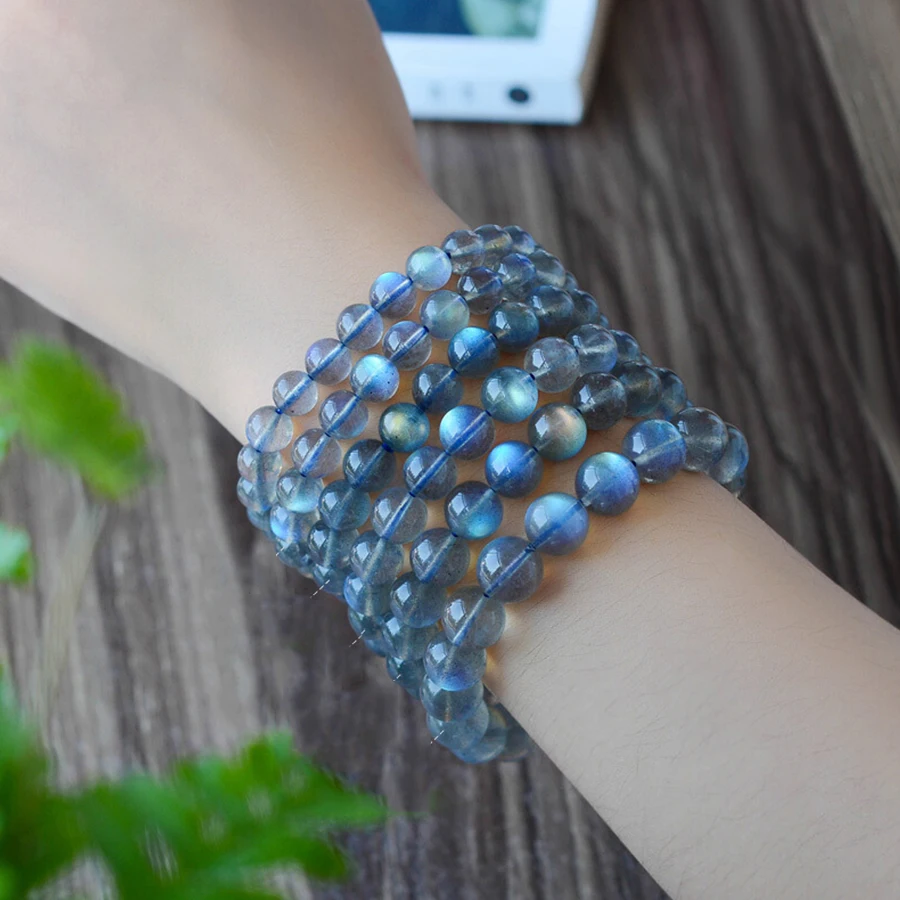 Модные бисерные браслеты из Лабрадорита для женщин Energy 5A лунный камень эластичный браслет ручной работы натуральный камень ювелирные изделия из бисера