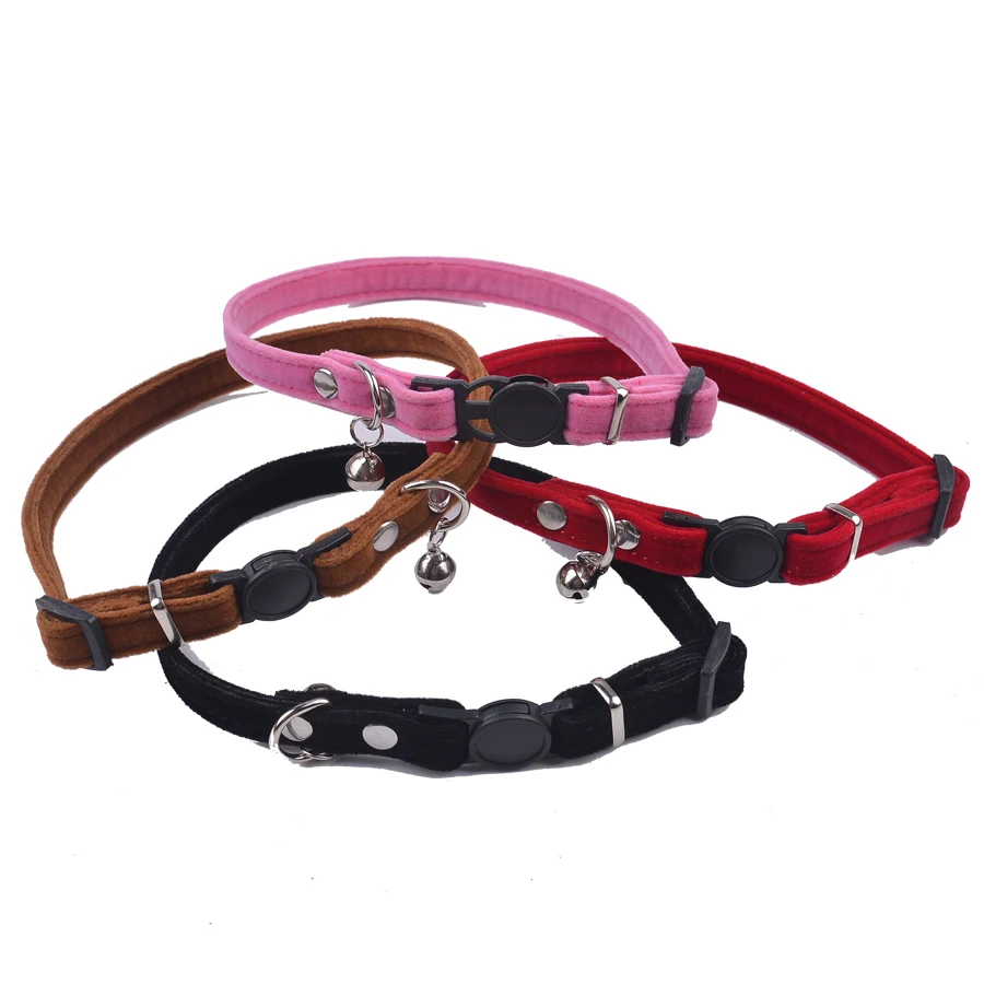 Cat Harnesses Leashes Set Soft Velvet Leather Pet Cat Halter Harness Lead Collars For Cats Red