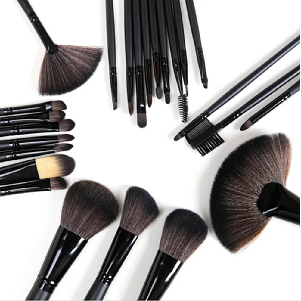

24pcs Wood Handle Goat Hair Foundation makup brushes set kit cosmetics Tools professional Black&Wood&Red&pink color