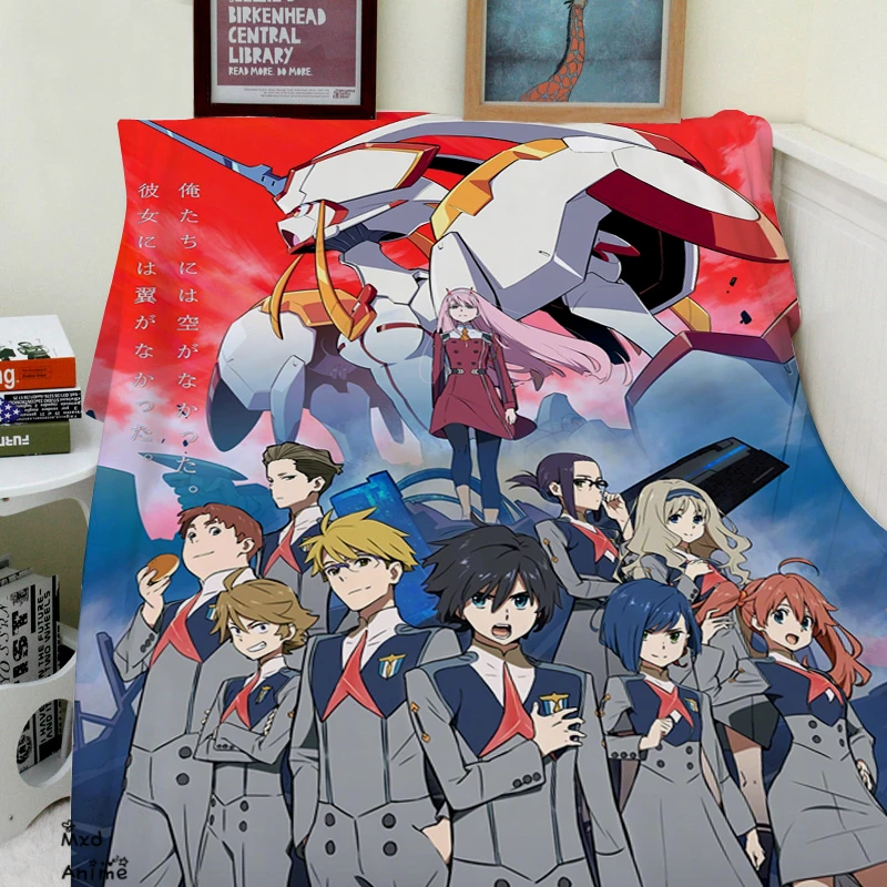 

Japanese Anime Darling In The Franxx Soft Flannel Fleece Throw Blanket Decorative Plane Travel warm Throw Blankets for sofa