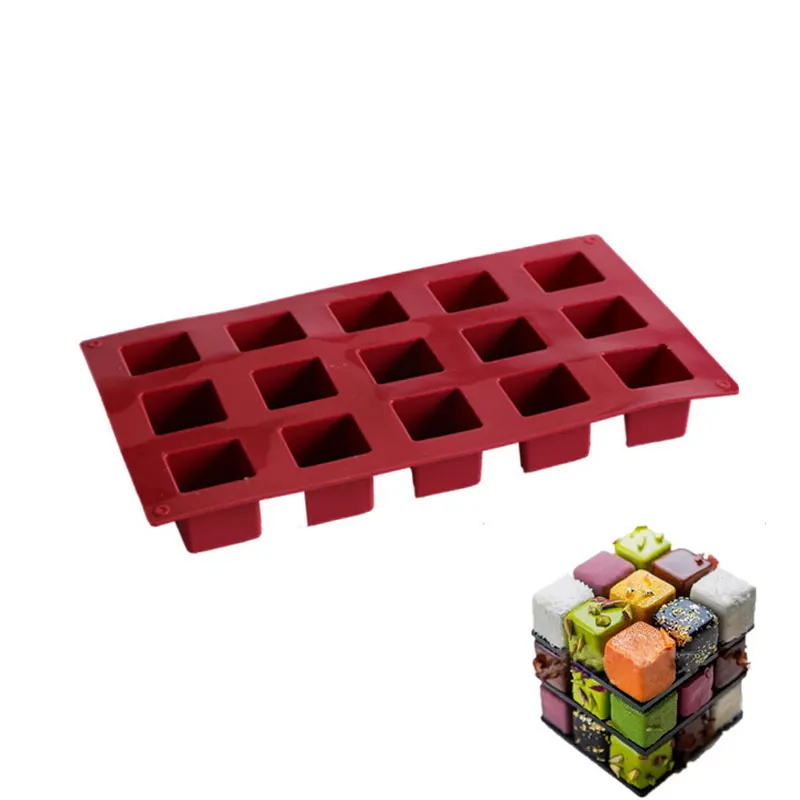 

15 Cube Cake Decoration Tools Silicone Cakes Mousse Mold Silicone Chocolate Mould DIY Kitchen Baking Dessert Accessories
