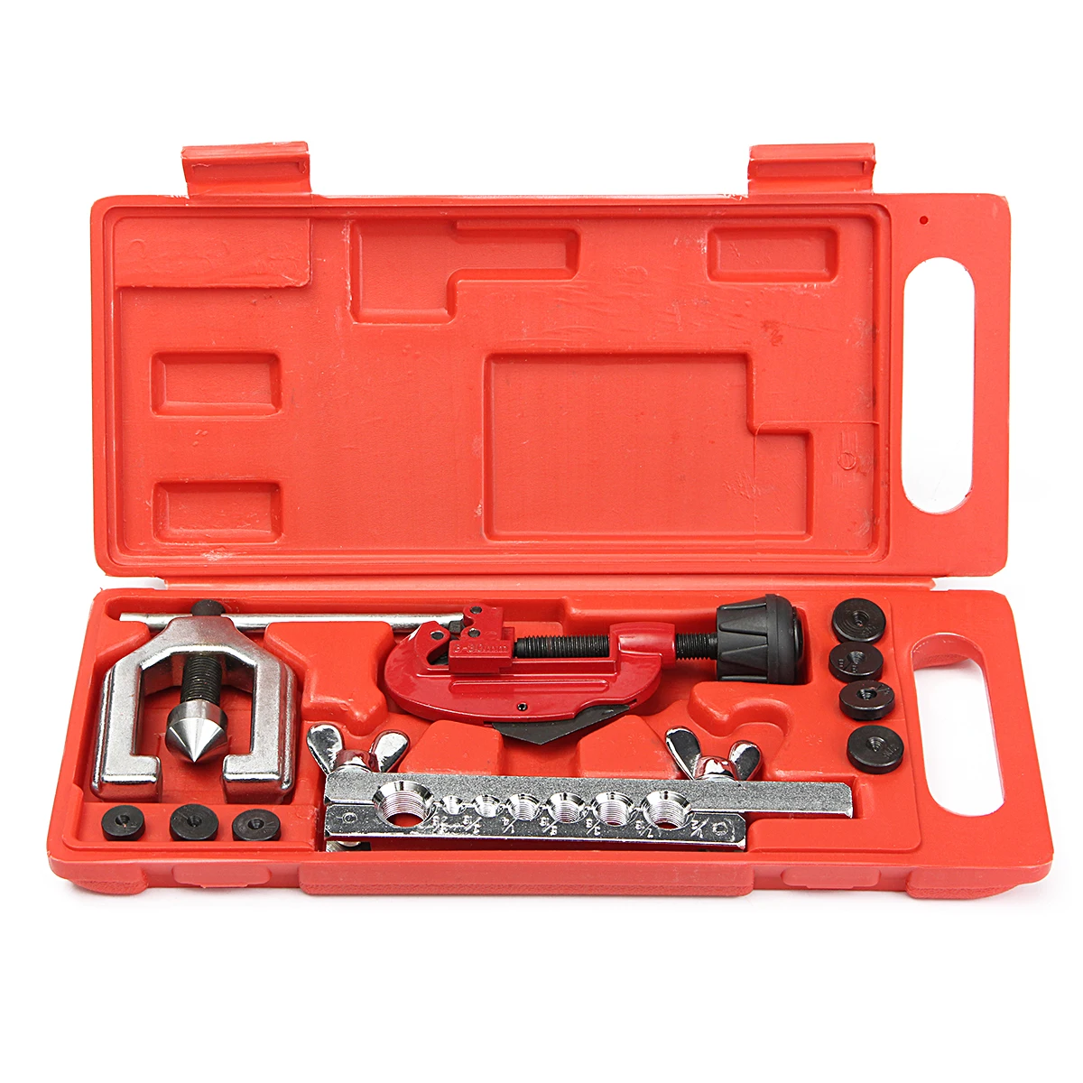 

CT-2031 7 Dies Double Flaring Tube Flare Tool Kit Brake Lines Air Conditioning New Refrigeration Tube Flaring Repair Tools Kit