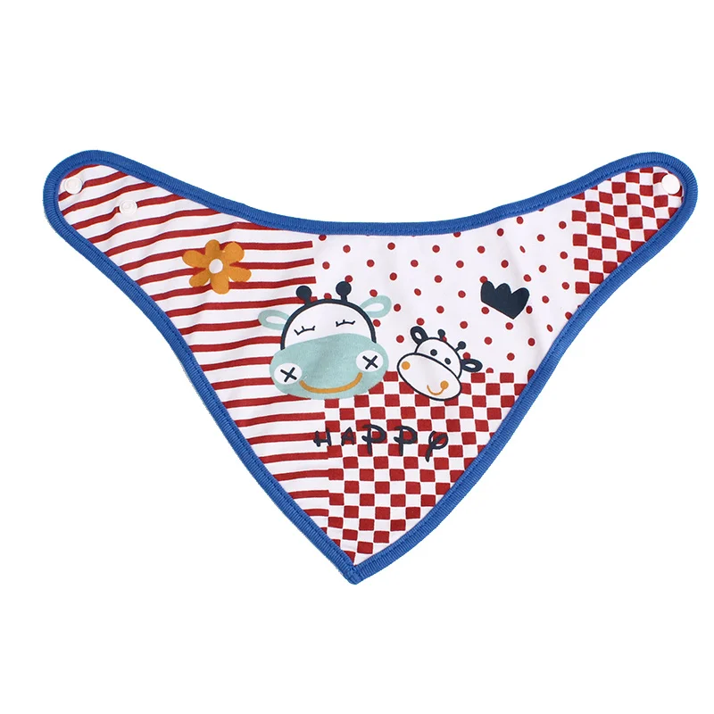4PCS Baby Bibs Set Happy Cow Baby Bandana Drool Bibs Cartoon Pattern Saliva Towel Baby Bibs Cotton Both Sides Newborn Burp Cloth (2)