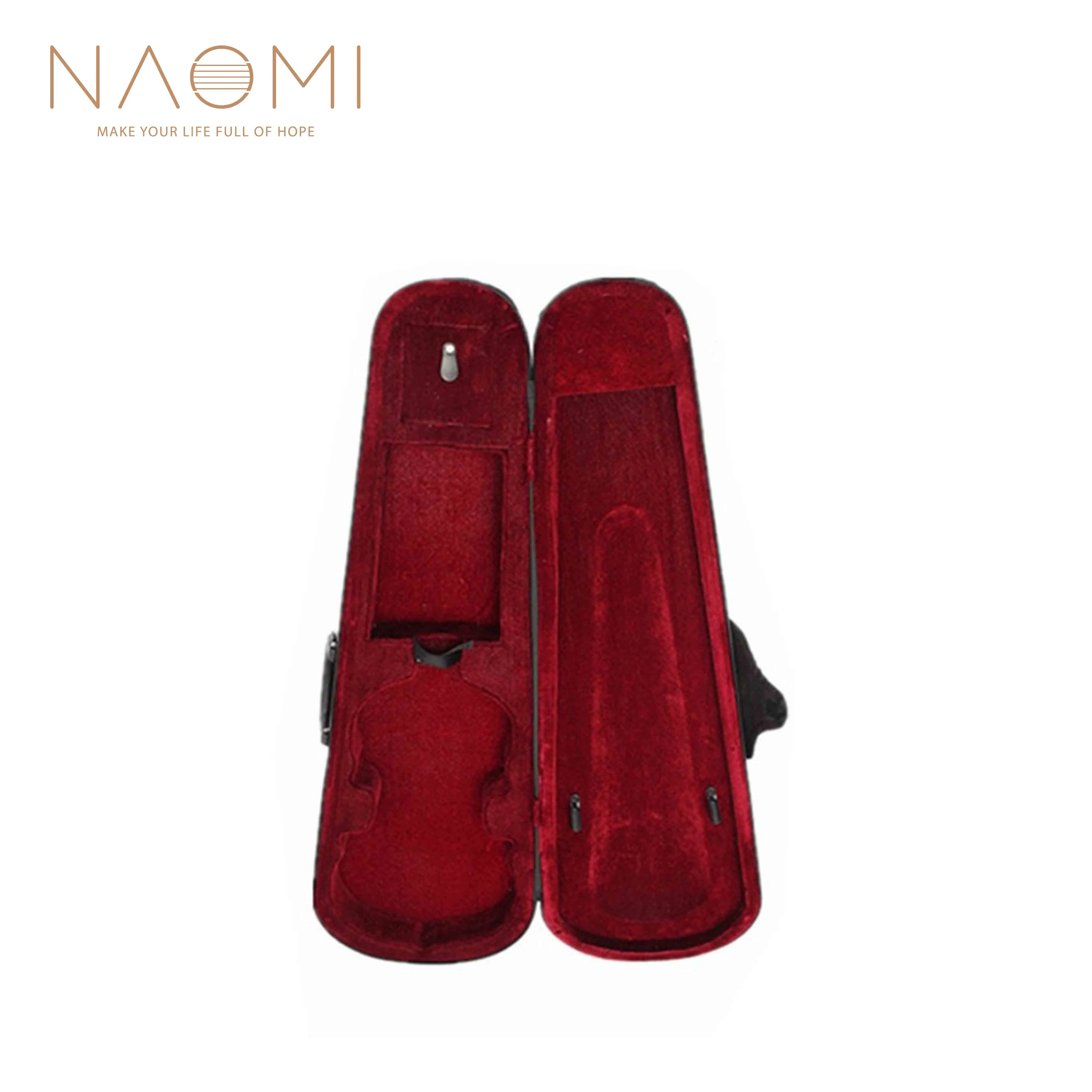 Чехол для скрипки NAOMI Red, 1/8, 1/4, 1/2, 3/4, размер, профессиональная, треугольная форма, Жесткий Чехол для скрипки, красные детали, аксессуары