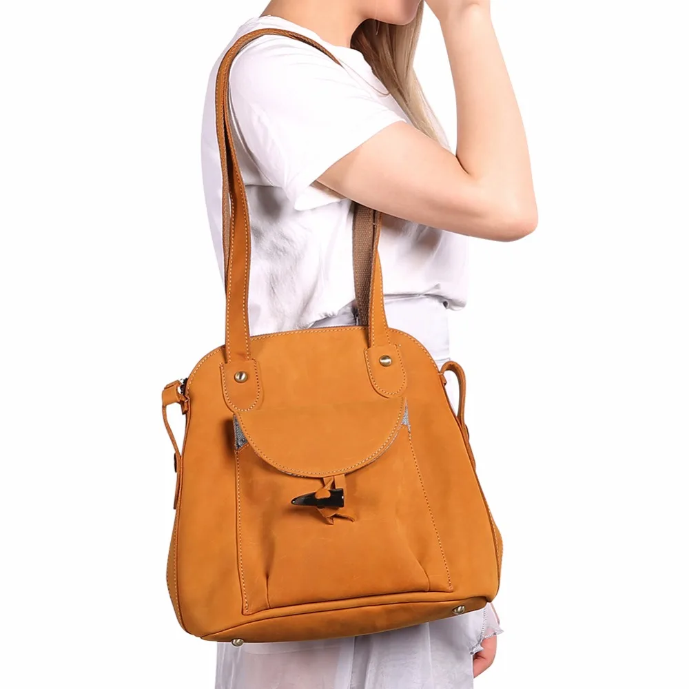 

Fashion Genuine Leather Women Backpack Vintage Brown School Shoulder Bag Backpacks Ladies Daypacks Female Casual Travel Bag