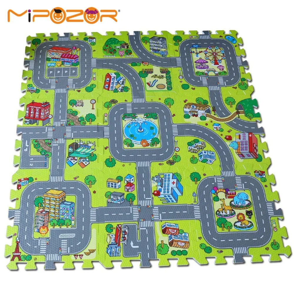 Mipozor 18pcs/lot City Road EVA Foam puzzle Play Mat Rug Floor Soft