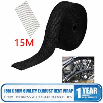 

Black Exhaust Heat Wrap Manifold Downpipe High Temp Bandage Tape Roll Automobile Motorcycle Exhaust Pipe Insulation Cloth
