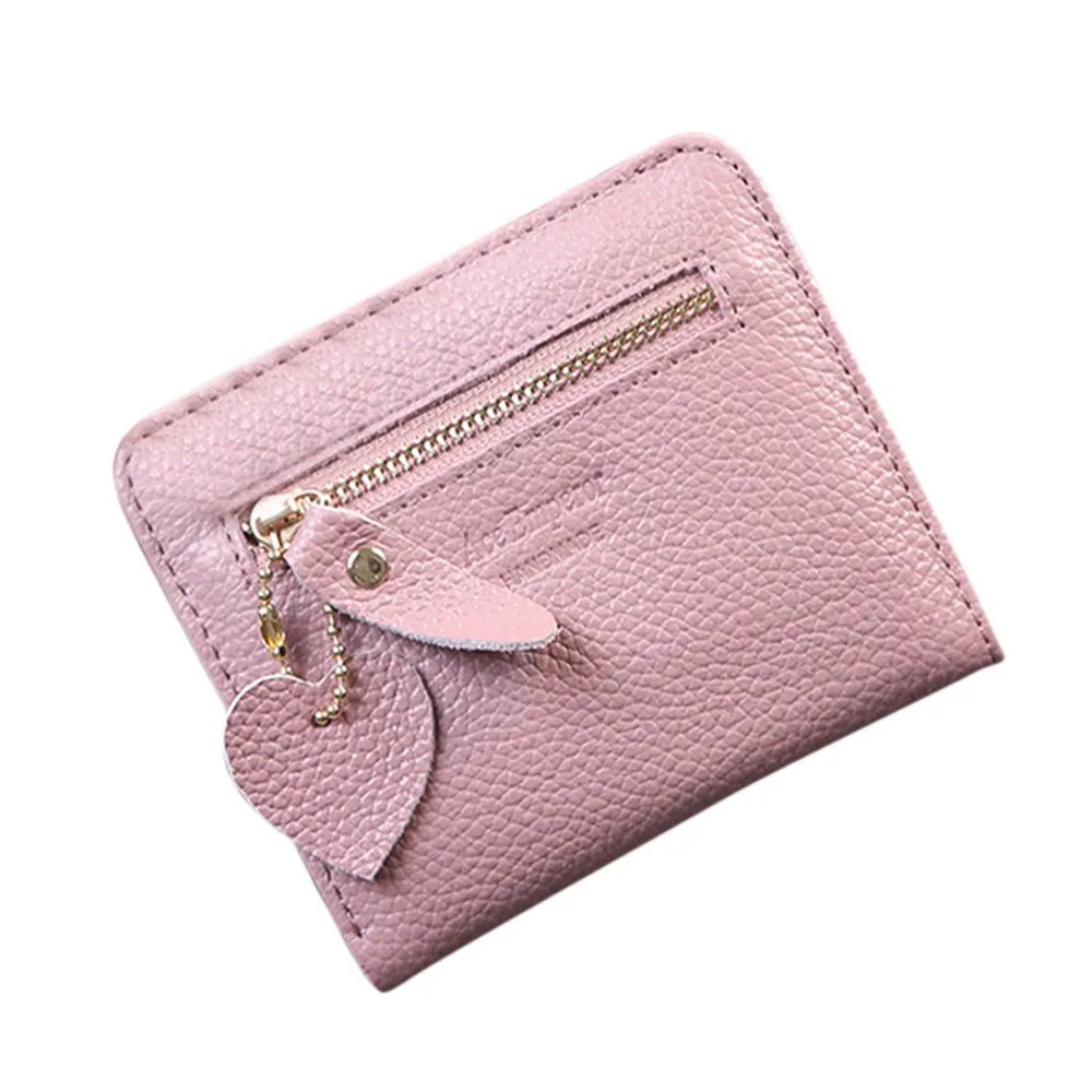 

Woman Purse Mini Leather Wallet Bank/Name Card Holder Double Bifold Zipper Credit Card Holders Lady Purses Bag