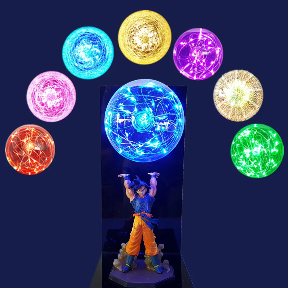 

Dragon Ball Z Action Figures Goku Spirit Bomb Figurine Collectible DIY Anime Model Baby Dolls LED Lamp for Children Kids Toys