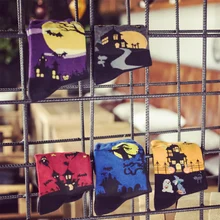 5 пара/лот, модные хлопковые носки Хэллоуин, рисунок персонажа для женщин, луна, летучая мышь, темный замок, ведьма, кошка, тыква, Soxs