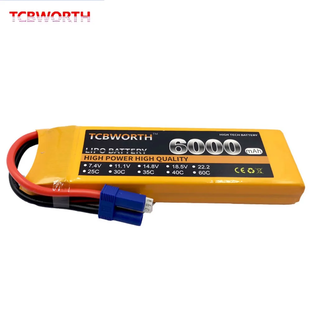 60c do Drone s do Quadrotor dos Aviões do Helicóptero do Avião de rc 60c de Tcbworth Bateria Lipo 7.4 v 6000 Mah 2 s rc 2 Peças e Acessórios