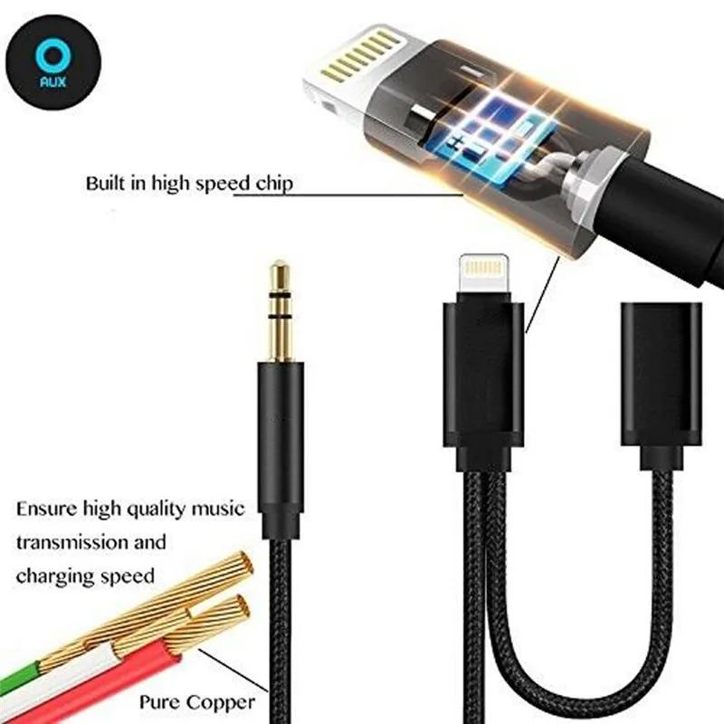 2в1 кабель Lightning для Aux 3 5 мм и Apple IPhone 6/6 s/6splus/7/8/7 Plus/8 Plus/X/Xs/Xr/Xs Max 1 м наушники|Сумки