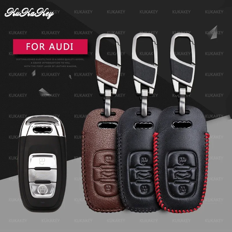 

Leather Key Cover Fob Protection Case Shell For Audi A6L A4L Q5 A3 A4 B6 B7 B8 Remote Smart Shell Accessories Styling