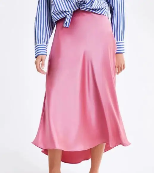 2019 Женская однотонная повседневная юбка с высокой талией, стандартная юбка, юбка-миди, уличная