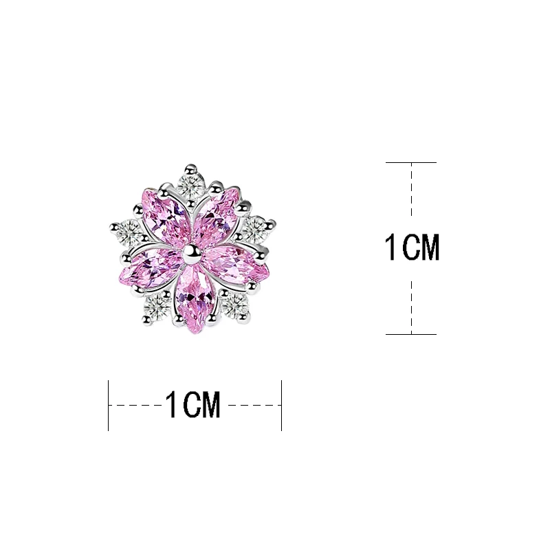 Shining Zircon 925 Sterling Silver Cherry Blossoms Flowers Stud Earrings Fine Jewelry For Women Sweet Romantic Engagement Gift  (7)