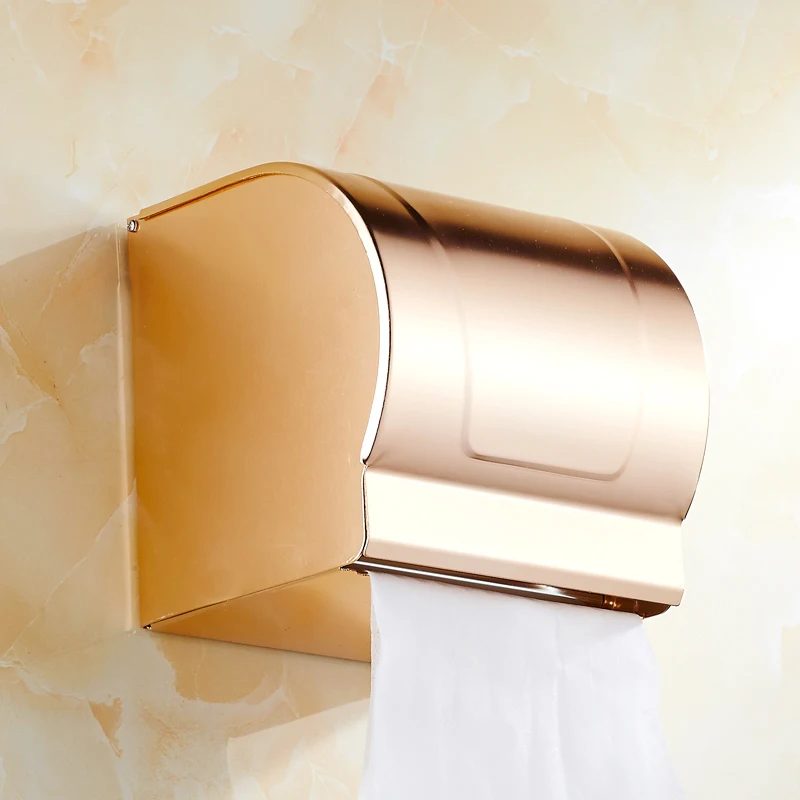 BOCHSBC розовое золото рулон бумаги держатель Европейский алюминиевый Мобильный телефон туалетной бумаги коробка ретро Водонепроницаемый Ванная комната присоска коробка ткани