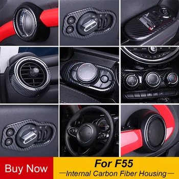 

Whole Internal Decoration Real Carbon Fiber Housing Cover Case Air Outlet Handle For MINI Cooper F55 Accessories Car Styling