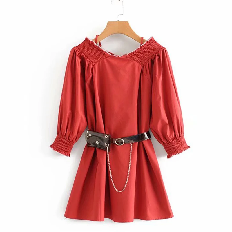 Women's Clothing Dress 2019 New Solid Color Strap V-Neck Neckline Dress Ms Summer Street Sexy Slim Fit Trend Fashion Clothing
