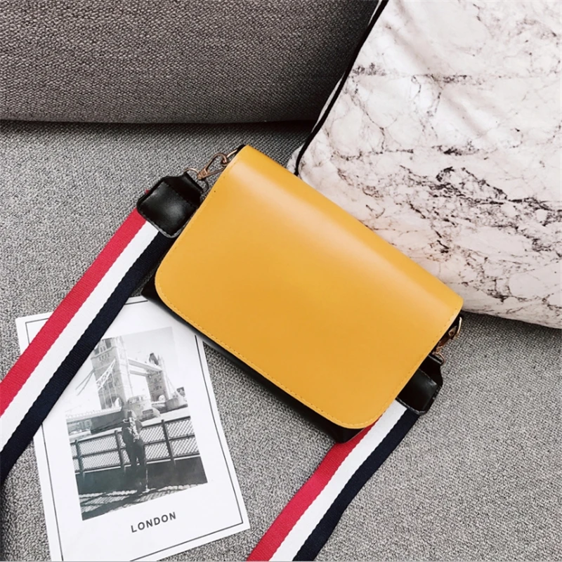 

Crossbody Bags For Women Candy-Colored Wide Shoulder Strap Mini Shoulder Bag PU Leather Clutch Bags Mobile Coin Purse