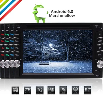 

HD Touch Screen Android 6.0 OS Double DIN In Dash Head Unit Autoradio Car GPS Navigator 1080P Video Blutooth Steering Wheel Con