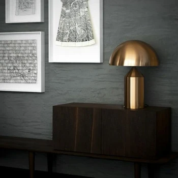 

Modern creative electroplating golden mushroom design table lamp simple metal bedroom decoration bedside deck LED lighting