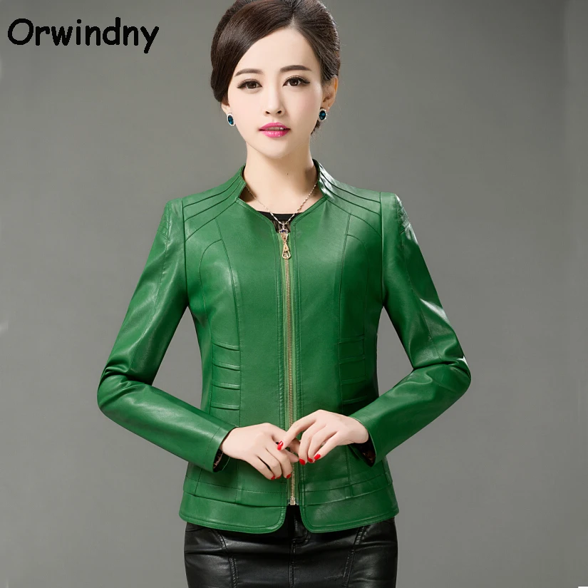 Coats & Jackets 2018 new arrive green leather clothing women leather ...