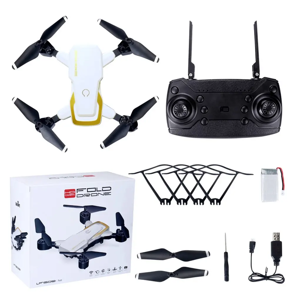 LF609 2,4G Wifi FPV RC Дрон с камерой 0.3MP/2.0MP бесщеточный Радиоуправляемый квадрокоптер RTF складной 3D откидной держатель на голову дропшиппинг - Цвет: 0.3MP 1xBattery W