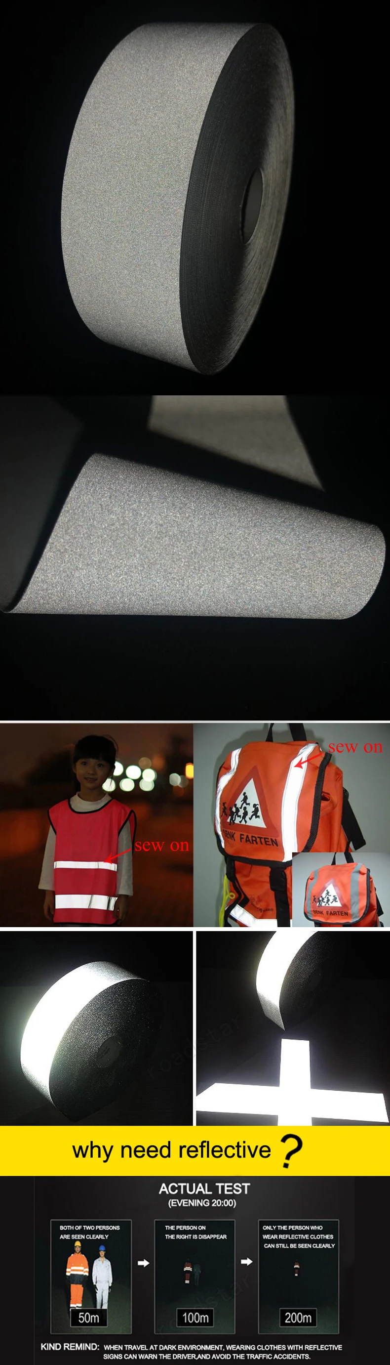 3M Reflective Fabric sew on safe clothing